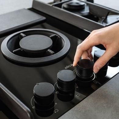 Refurbished Elica Nikolatesla Flame 88cm Gas Venting Hob with Built-In Extractor Fan - Black