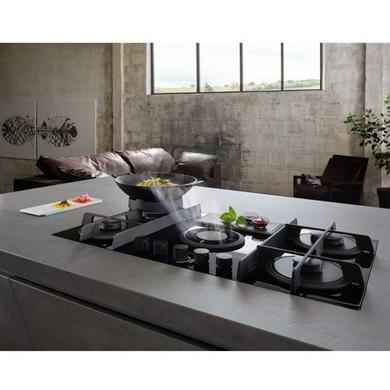 Refurbished Elica Nikolatesla Flame 88cm Gas Venting Hob with Built-In Extractor Fan - Black
