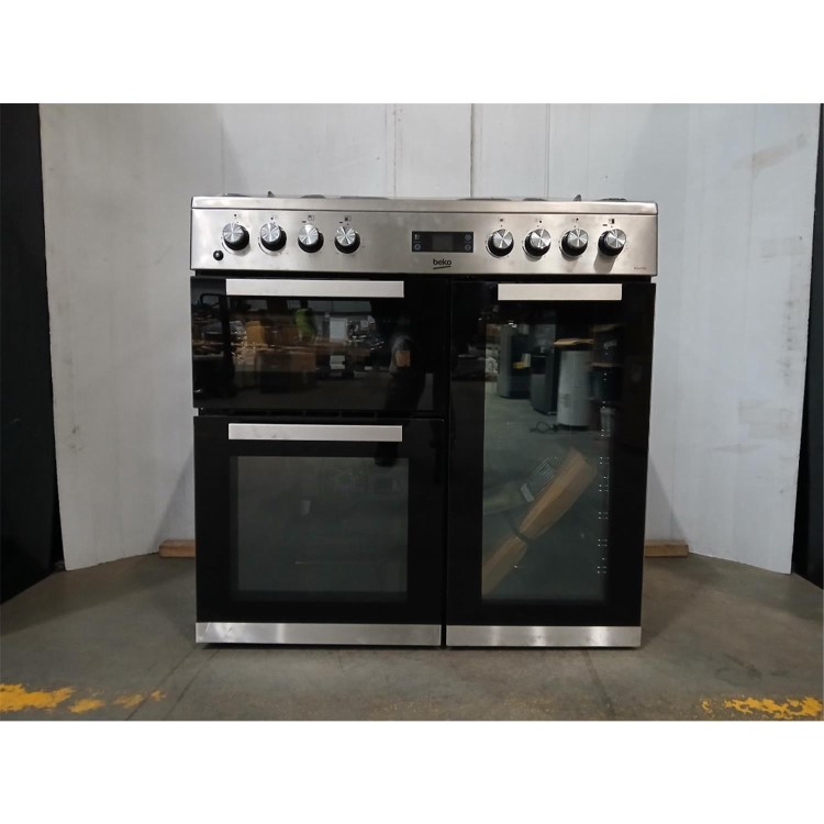 GRADE A2 - Beko 90cm Dual Fuel Range Cooker - Stainless Steel