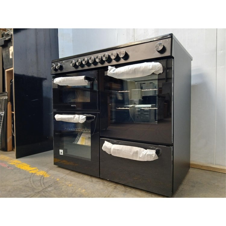 GRADE A2 - electriQ 100cm Dual Fuel Range Cooker - Black