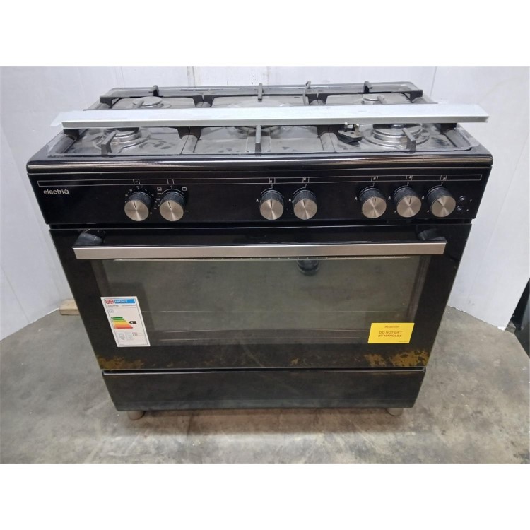 GRADE A2 - electriQ 90cm Gas Single Oven Range Cooker - Black