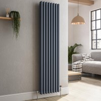 Refurbished Reggio Anthracite Vertical Triple Column Traditional Radiator 1500x380mm 3751 BTU - Cast Iron Style