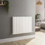 Refurbished Sorrento White Horizontal Oval Designer Radiator 600x767mm Double Panel 3119 BTU