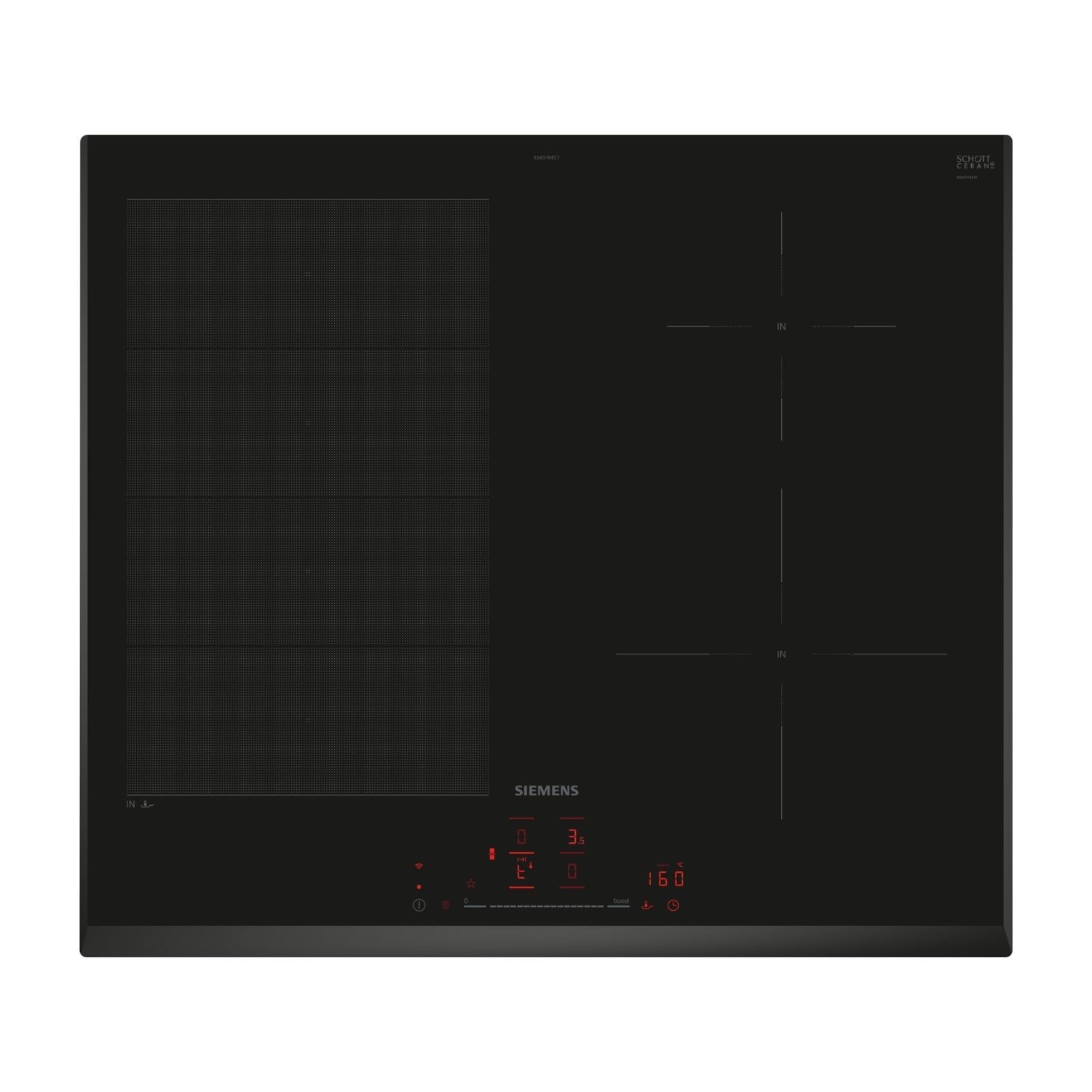 Siemens iQ700 EX651HEC1E 60cm FlexInduction Hob Black Glass with Front Facette - Image 5