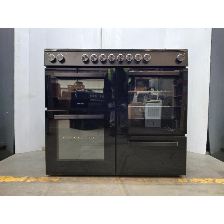 GRADE A2 - electriQ 100cm Dual Fuel Range Cooker - Black