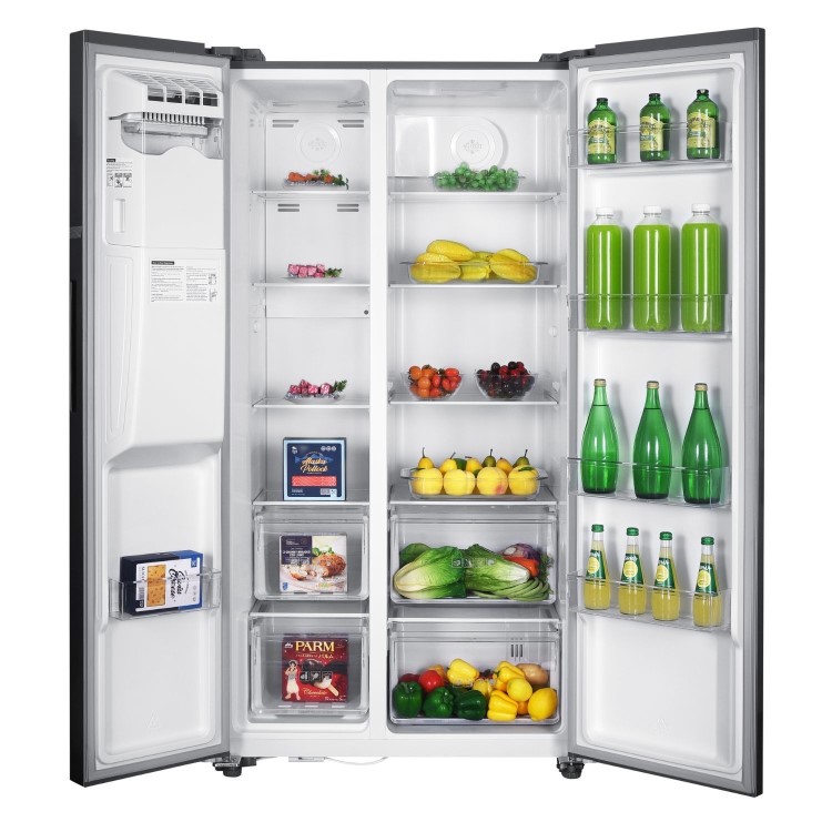 Refurbished electriQ 513 Litre Side-by-Side American Fridge Freezer  Stainless Steel