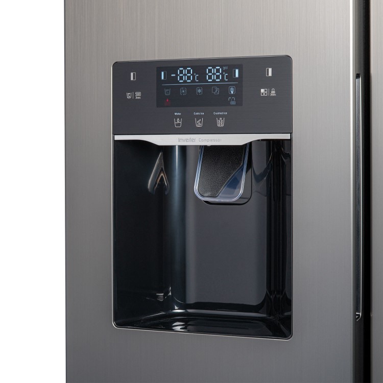 Refurbished electriQ 513 Litre Side-by-Side American Fridge Freezer  Stainless Steel