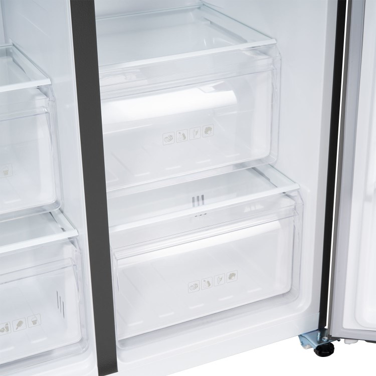 Refurbished electriQ 513 Litre Side-by-Side American Fridge Freezer  Stainless Steel