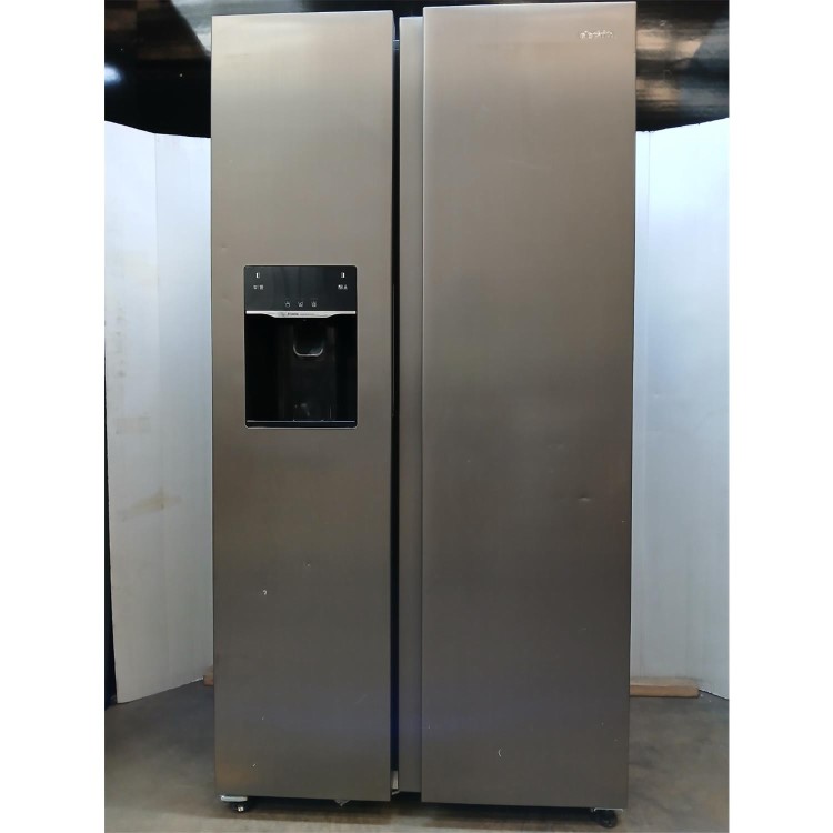 GRADE A2 - electriQ 513 Litre Side-by-Side American Fridge Freezer – Stainless Steel
