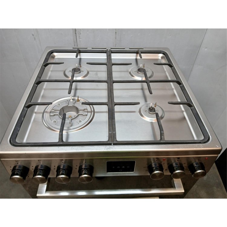 GRADE A2 - electriQ 60cm Double Oven Dual Fuel Cooker with Mirror Door