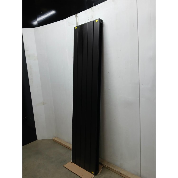 GRADE A3 - Eco Eleganza Midnight Black Vertical Flat Designer Aluminium Radiator 1600x375mm Double Panel 3374 BTU