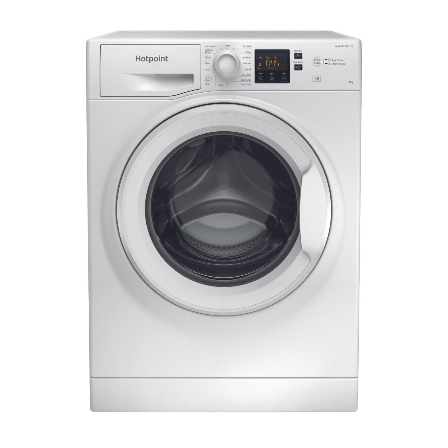 Hotpoint Nswm 846 W Uk Anti-Stain 8Kg Washing Machine, 1400Rpm, A Rated, White - Steam Hygiene & Refresh - Image 4