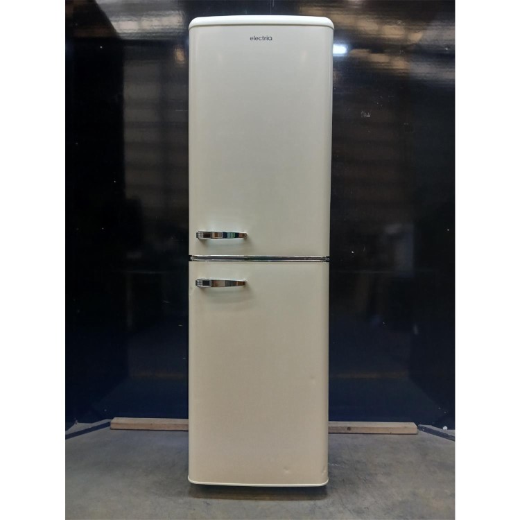 GRADE A2 - electriQ 246 Litre 50/50 Retro Freestanding Fridge Freezer - Cream