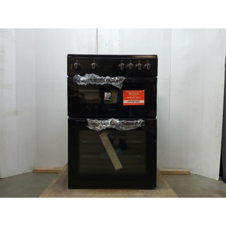 GRADE A2 - Indesit 60cm Double Oven Electric Cooker - Black