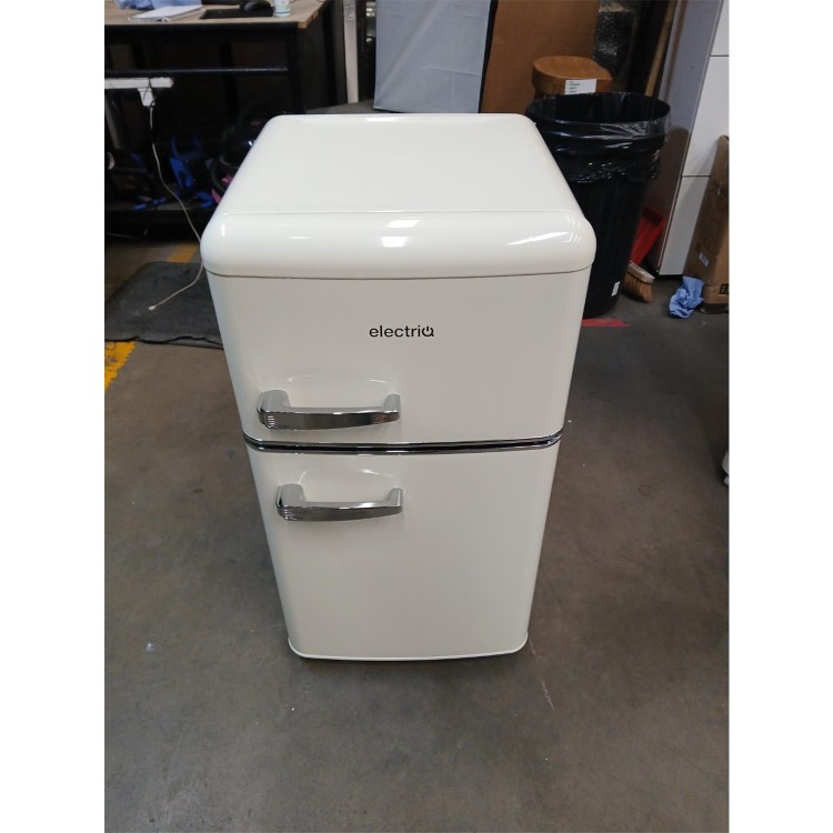GRADE A2 - electriQ 80 Litre 70/30 Retro Freestanding Fridge Freezer – Cream