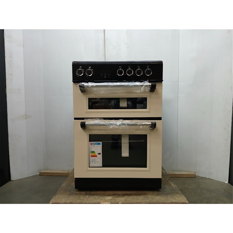 GRADE A2 - electriQ 60cm Double Oven Electric Cooker - Cream