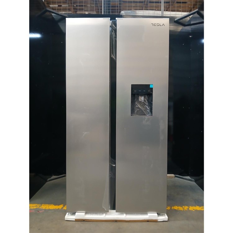 GRADE A2 - Tesla 582 Litres Side-By-Side American Fridge Freezer - Inox