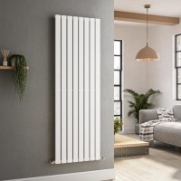 GRADE A3 - Riace White Vertical Flat Designer Radiator 1600x544mm Single Panel 3256 BTU