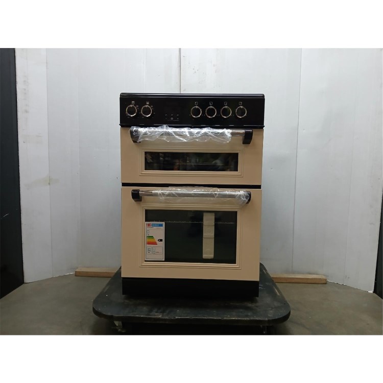 Refurbished electriQ 60cm Double Oven Electric Cooker - Cream
