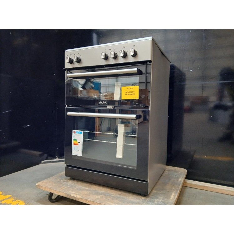 GRADE A2 - electriQ 60cm Double Oven Electric Cooker - Silver