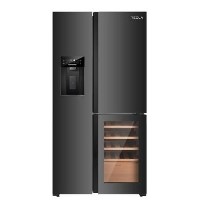 Refurbished Tesla T530TDBG 529 Litres French Style American Fridge Freezer - Black