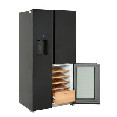 Refurbished Tesla T530TDBG 529 Litres French Style American Fridge Freezer - Black