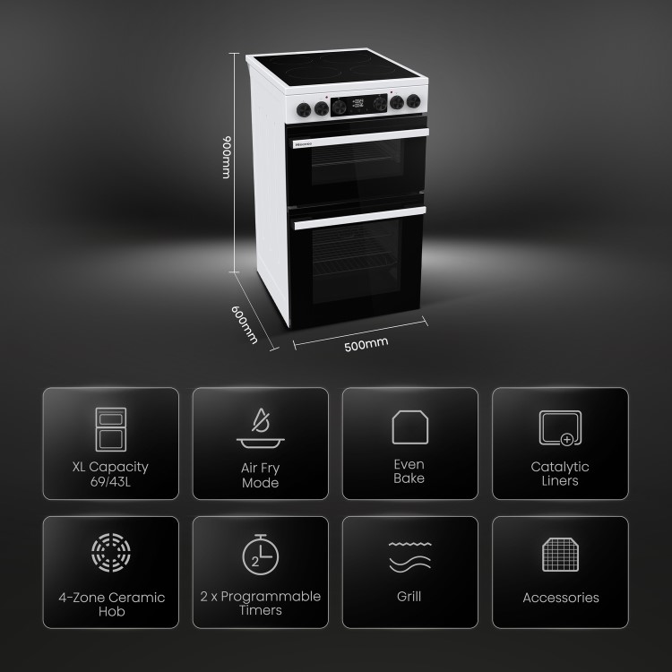 Refurbished Hisense HDCEC5C10W 50cm Electric Cooker with Air Fry - White