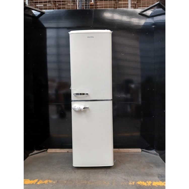 GRADE A2 - electriQ 246 Litre 50/50 Retro Freestanding Fridge Freezer - Cream