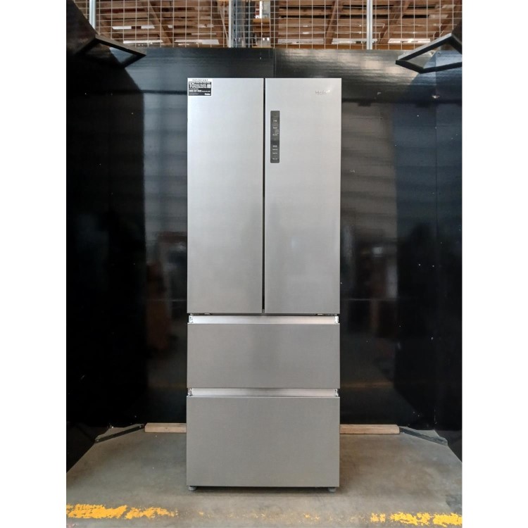 GRADE A2 - Haier FD 70 Series 5 446 Litre French Style American Fridge Freezer - Platinum Inox