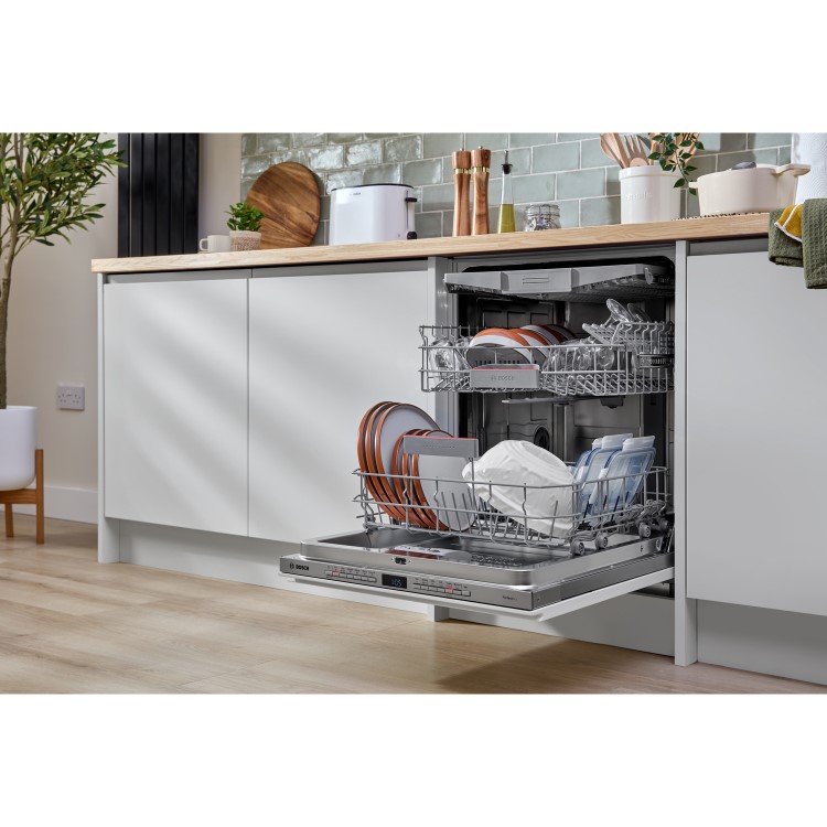 Refurbished Bosch Series 6 Integrated Dishwasher - Smart Wi-Fi B-Rated Silver control panel