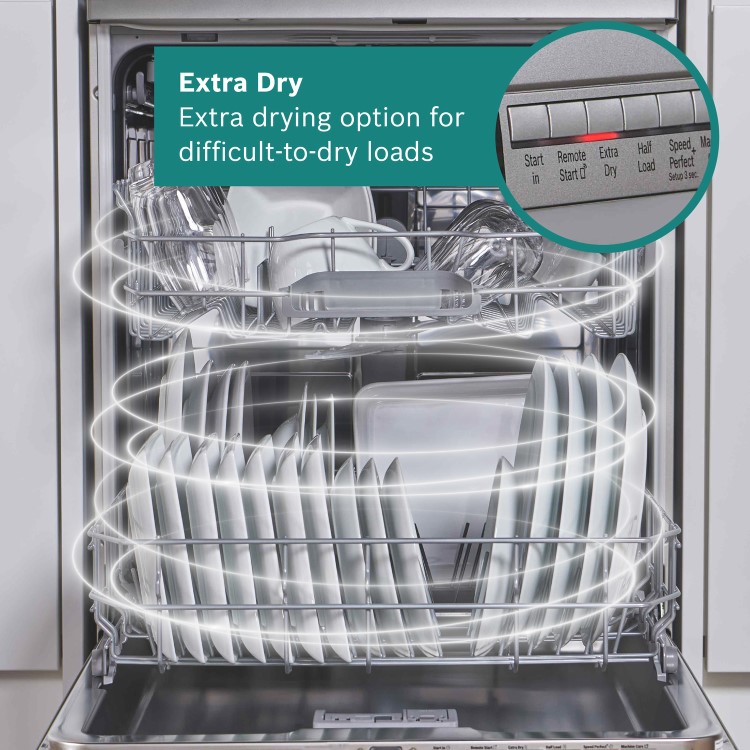 Refurbished Bosch Series 6 Integrated Dishwasher - Smart Wi-Fi B-Rated Silver control panel