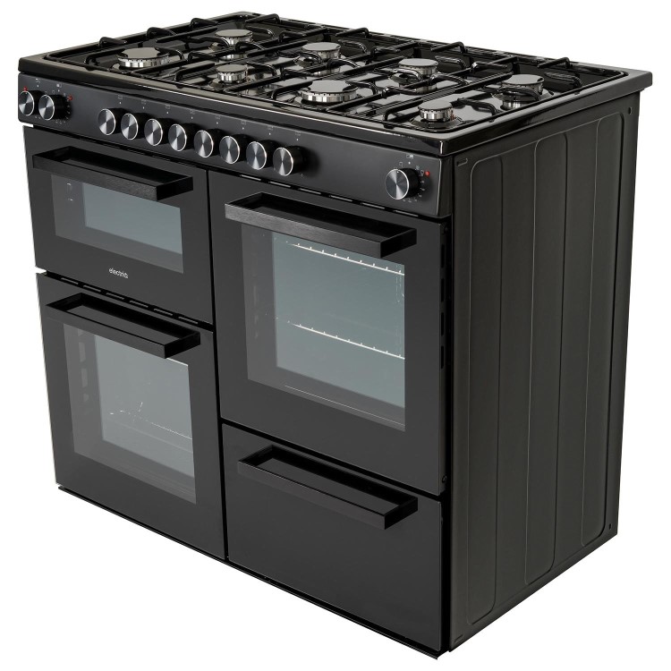 Refurbished electriQ 100cm Dual Fuel Range Cooker - Black