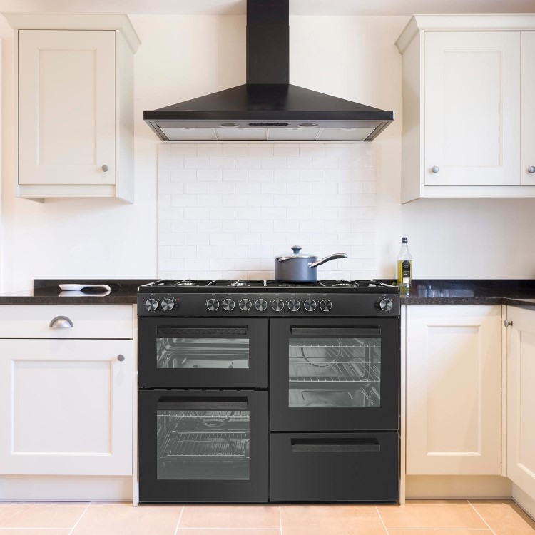 Refurbished electriQ 100cm Dual Fuel Range Cooker - Black