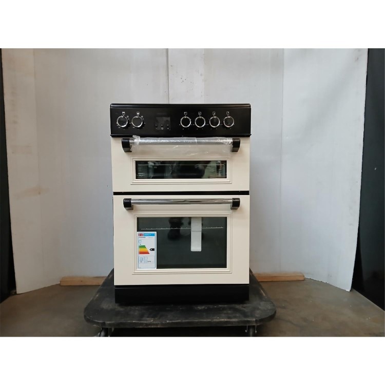 GRADE A2 - electriQ 60cm Double Oven Electric Cooker - Cream