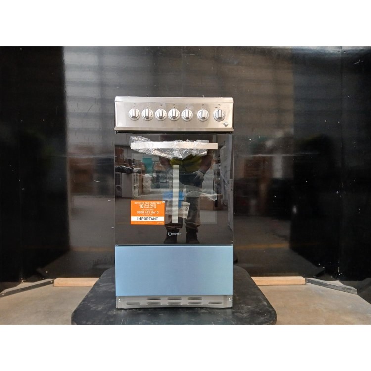 GRADE A2 - Indesit 50cm Dual Fuel Cooker - Stainless Steel