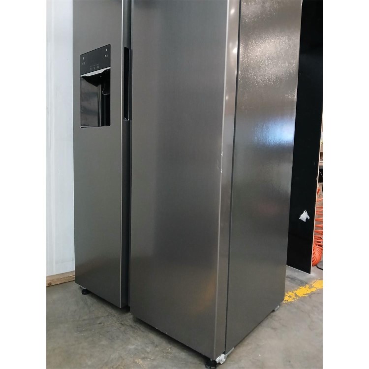 GRADE A2 - electriQ 513 Litre Side-by-Side American Fridge Freezer – Stainless Steel