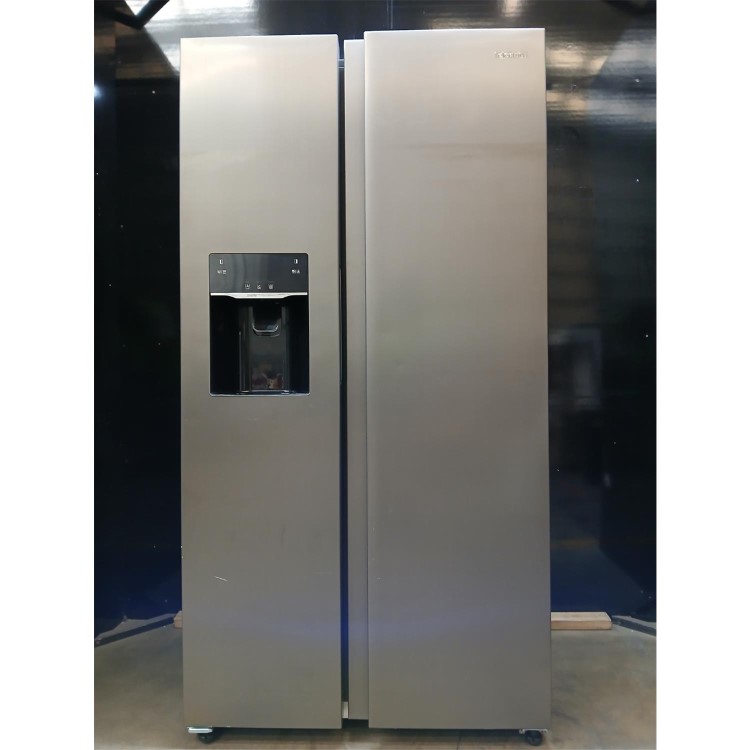 GRADE A2 - electriQ 513 Litre Side-by-Side American Fridge Freezer – Stainless Steel