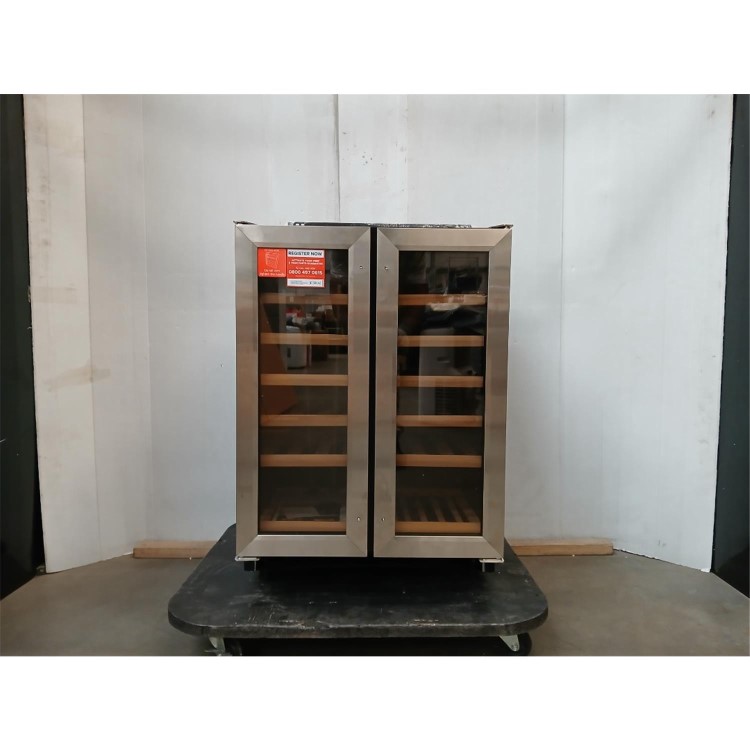 GRADE A2 - CDA 40 Bottle Freestanding Under Counter Wine Cooler Dual Zone 60cm Wide 82cm Tall - Stainless Steel