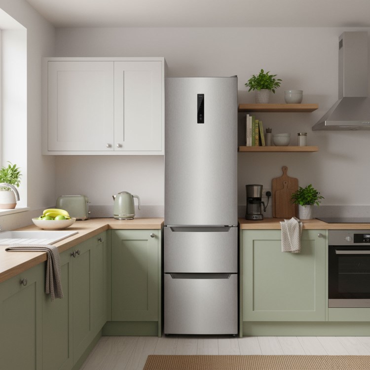 Refurbished electriQ eiQ54MDFFINOX 282 Litre Fridge Freezer - Total No Frost in Stainless Steel