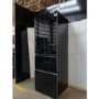 GRADE A2 - electriQ 320 Litre French Style American Fridge Freezer - Black Glass