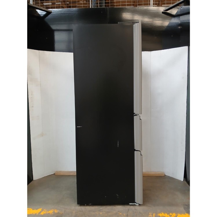 GRADE A2 - electriQ 320 Litre French Style American Fridge Freezer - Black Glass