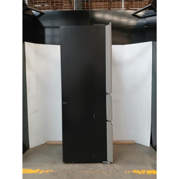 GRADE A2 - electriQ 320 Litre French Style American Fridge Freezer - Black Glass