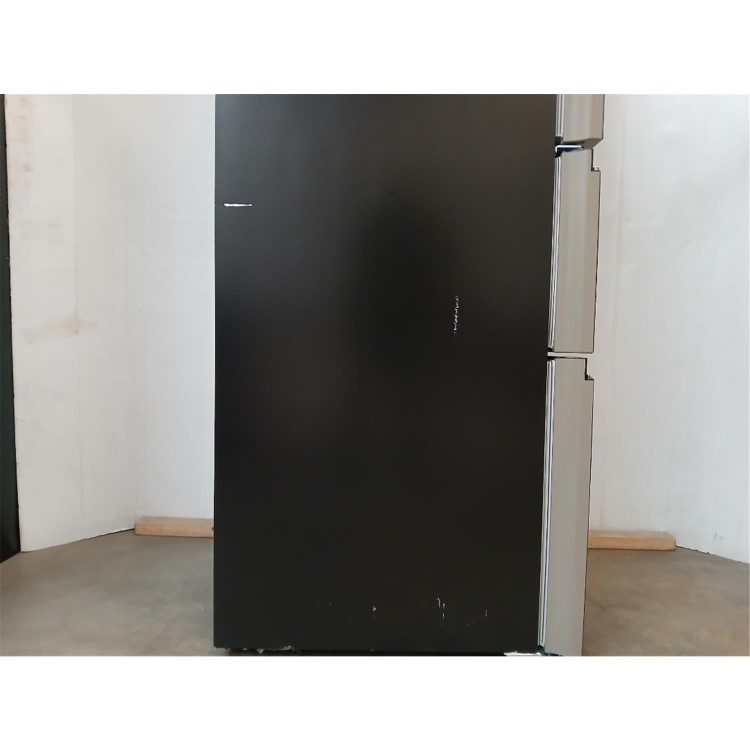 GRADE A2 - electriQ 320 Litre French Style American Fridge Freezer - Black Glass