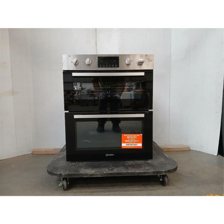 GRADE A2 - Indesit DUI10DIX Electric Built Under Double Oven - Stainless Steel 