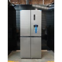 GRADE A2 - electriQ 415 Litre Four Door American Fridge Freezer with Water Dispenser - Stainless Steel