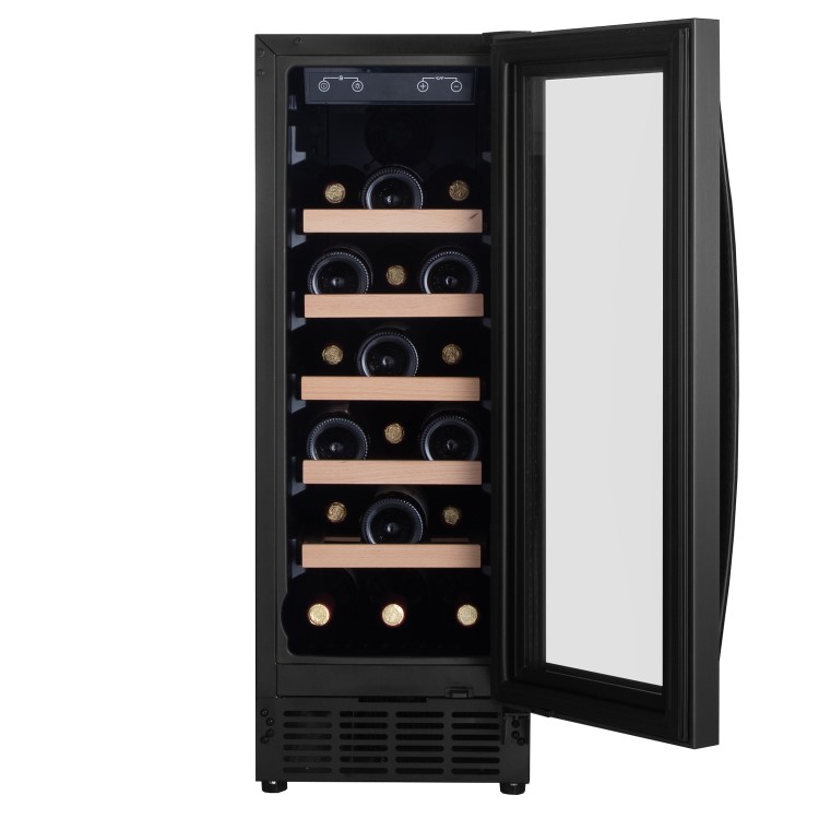 Refurbished 18 Bottle Capacity 30cm Freestanding Under Counter Wine Cooler - Premium Dark Stainless Steel