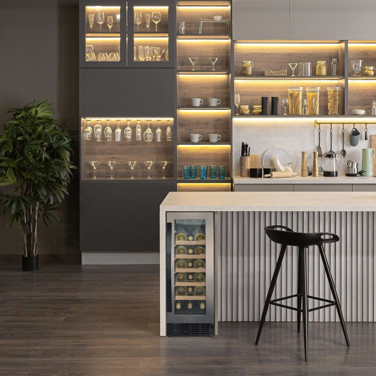 Refurbished 18 Bottle Capacity 30cm Freestanding Under Counter Wine Cooler - Premium Dark Stainless Steel