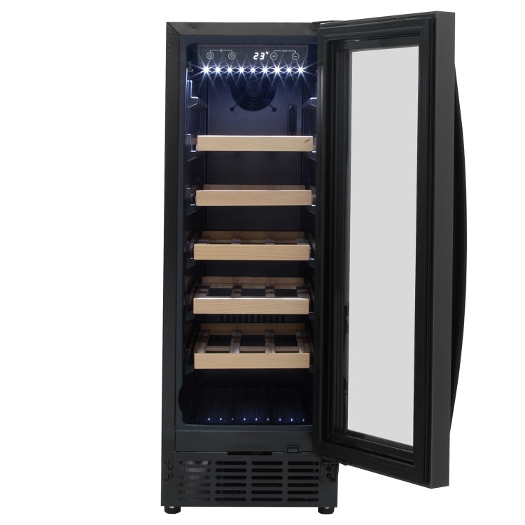 Refurbished 18 Bottle Capacity 30cm Freestanding Under Counter Wine Cooler - Premium Dark Stainless Steel