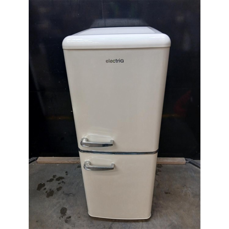 Refurbished electriQ 153 Litre 60/40 Retro Freestanding Fridge Freezer - Cream Total No Frost