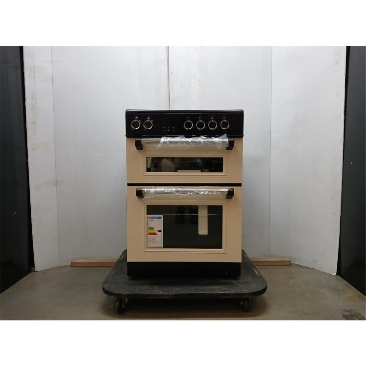 GRADE A2 - electriQ 60cm Double Oven Electric Cooker - Cream
